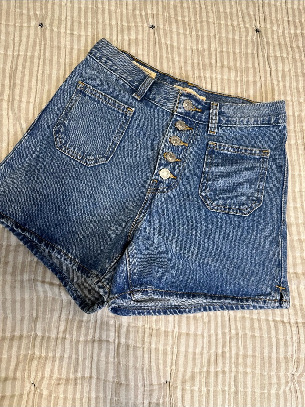 Levi's 80s Mom Shorts Blue Button-Fly High-Rise Denim Shorts (25)